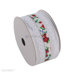 Top product fine flower printed lace ribbon Christmas ribbon