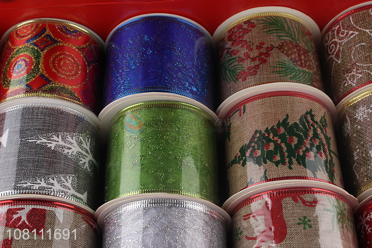 Popular Christmas Wired Edge Ribbons Fashion Ribbons Set