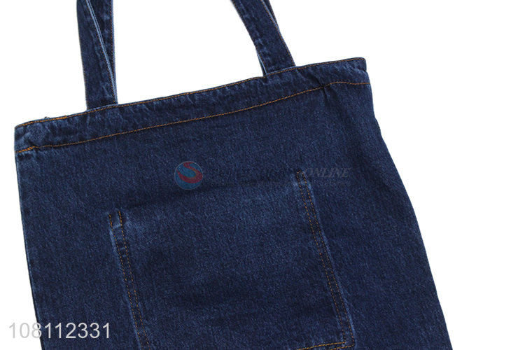 High quality simple casual handbag denim shoulder bag for women