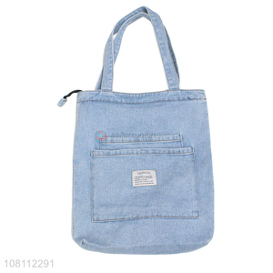 Yiwu market vintage denim tote shoulder bag shool bag for girls