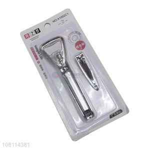 Good quality silver nail clipper with bottle opener wholesale