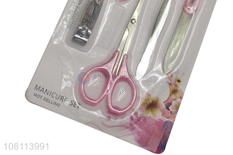 Factory direct sale nail manicure set with mini makeup mirror