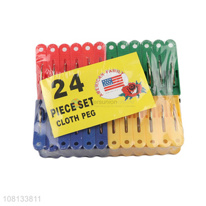 Hot selling 24 pieces plastic clothespins clothesline pins set