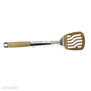 Yiwu wholesale stainless steel wooden slotted spatula