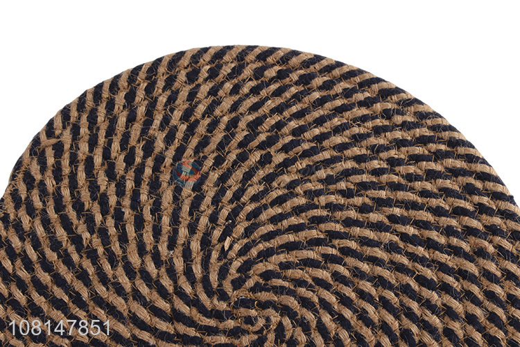 Promotional heat resistant round braided hemp table mat dining mat