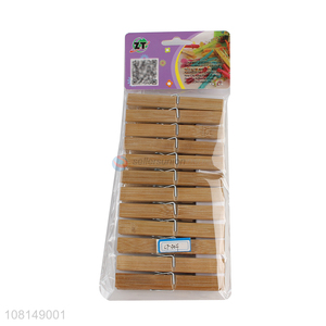 Factory price bamboo household reusable clothes pegs