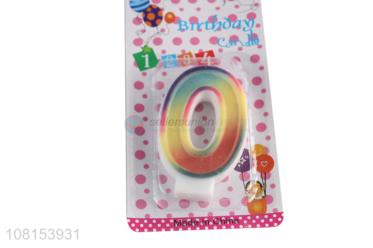 Good quality rainbow 0-9 birthday cake number candle wholesale