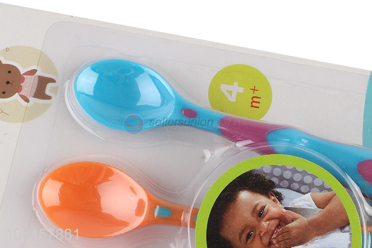 Yiwu factory colourful 3pieces baby training spoon set