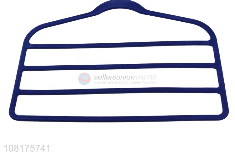 Good quality 4 tier multifunctional non-slip flocking pant hanger