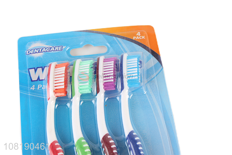 Wholesale 4 Pieces Nylon Toothbrush With Non-Slip Handle