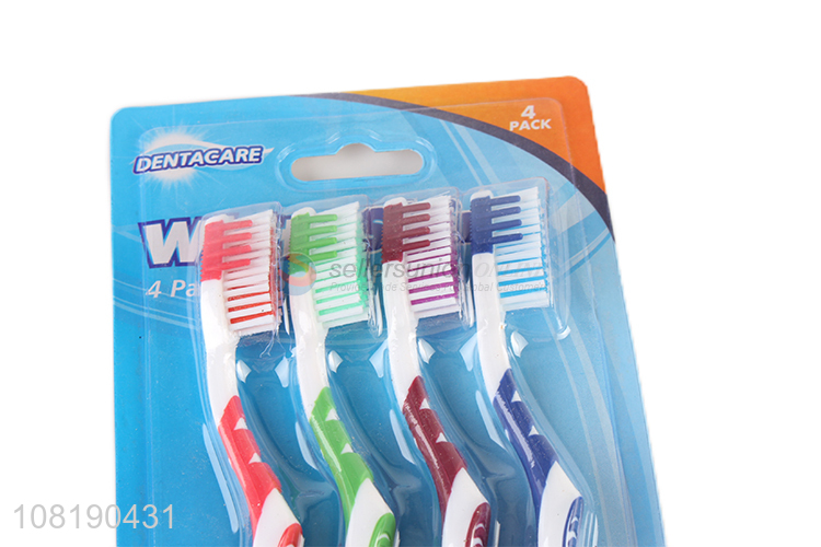 Wholesale 4 Pieces Non-Slip Handle Nylon Toothbrush Set