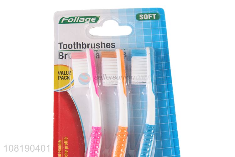 Factory Price 3 Pieces Soft Nylon Toothbrush For Adults
