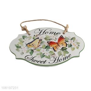 Hot selling home decoration hanging ceramic door sign for front door