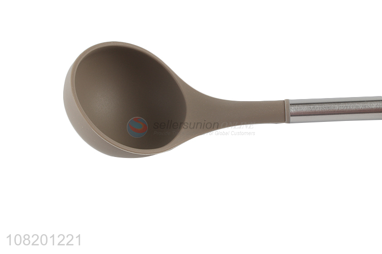 Factory price silicone soup spoon with stainless steel handle