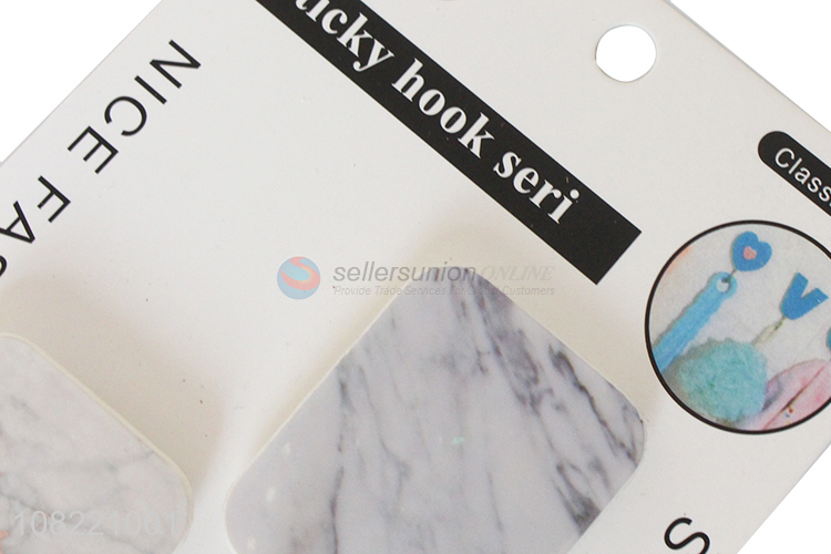 Yiwu market heavy duty marble pattern sticky hooks stick on hooks