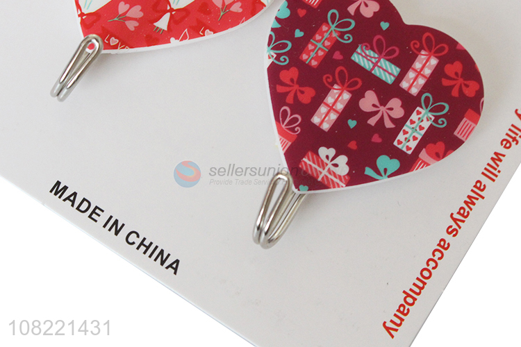 Good quality heart shaped sticky hooks strong adhesive towel hooks