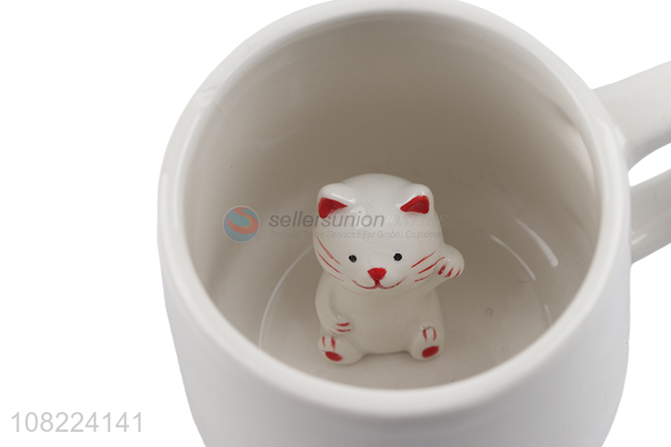 Cute design cartoon ceramic water cup drink cup with handle