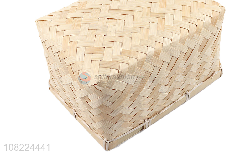 Wholesale rectangular woven bamboo storage basket fruit storage basket