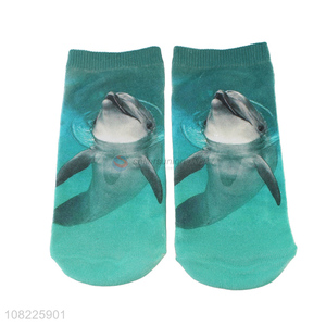 Good quality 3D dolphin socks heat transfer printing socks