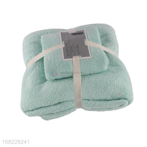 Wholesale skin-friendly water absorbent coral fleece bath towel set