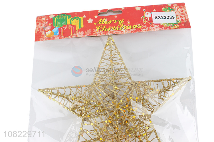 High quality festival decoration gold iron wire Xmas tree star