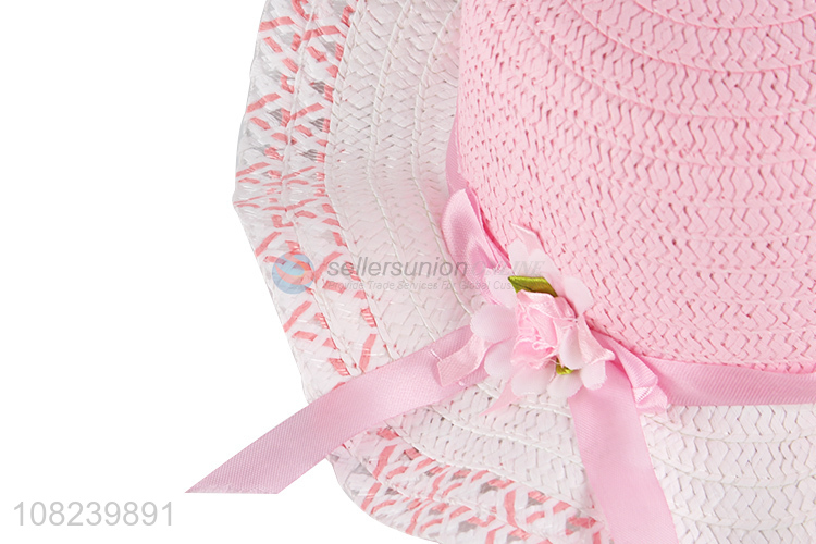 Factory direct sale fashion handmade straw hat girls cute hat