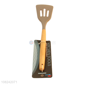 New arrival household kitchen bamboo handle slotted spatula