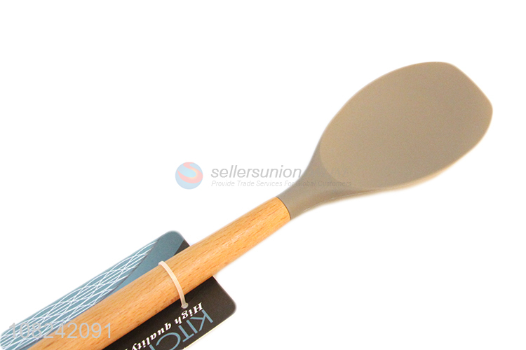 Good quality kitchen bamboo handle silicone frying spatula