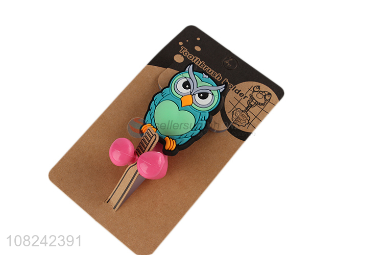 New arrival cute cartoon owl toothbrush holder with suction cup