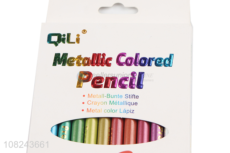 Good Sale 12 Pieces Metallic Colored Pencil Colour Pencil