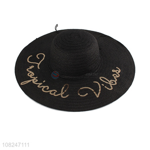 Low price black cool straw hat fashion sunhat wholesale