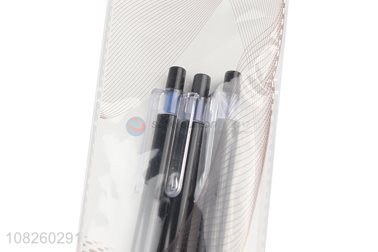 Wholesale office stationery 3 pieces retractable ballpoint pens set