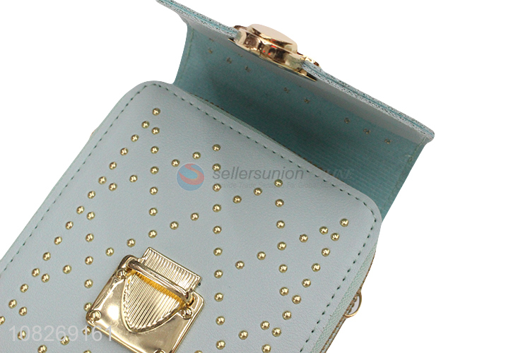 Wholesale mini pu leather shoulder bag fashionable rivet cell phone bag