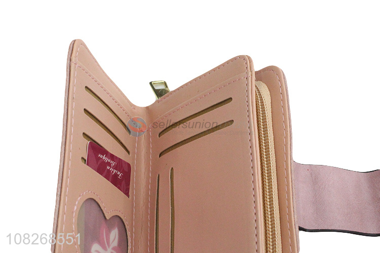 Online wholesale pu leather women wallets multi credit card holder