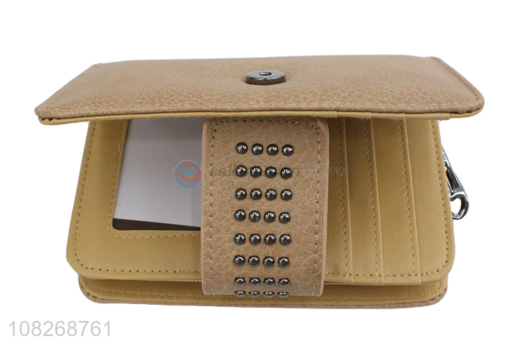 Good quality female wallet pu leather rivet clutch wallets for women