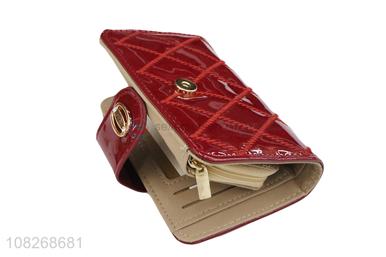 Good price glossy pu leather women wallet card holder coin purse