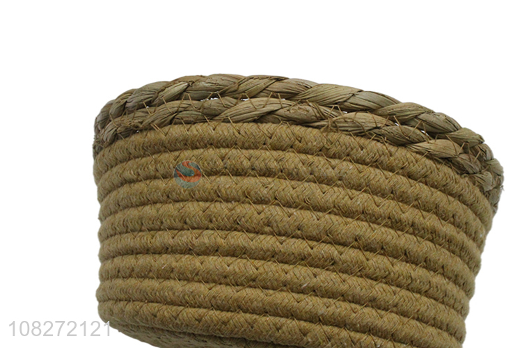 Factory supply small woven straw basket woven rope storage container