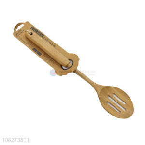 Wholesale natural bamboo slotted spoon bamboo cooking spoon for kitchen