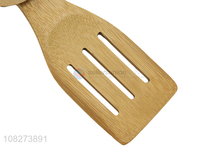 Low price non-stick natural bamboo slotted spatula kitchen utensils