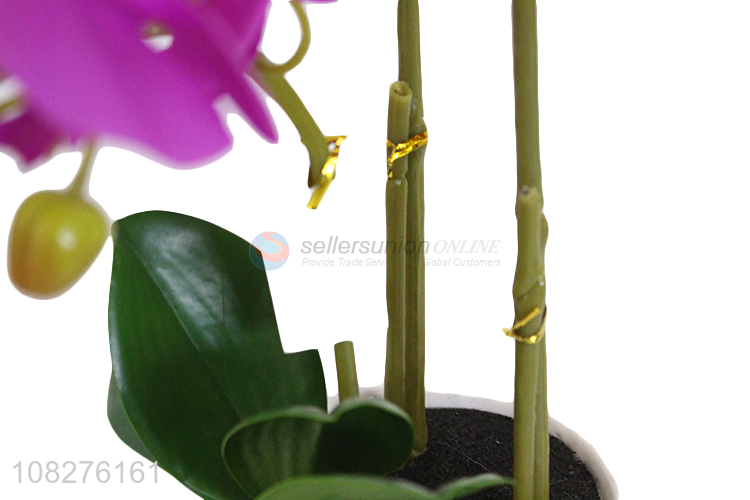 New arrival realistic orchid flowers fake plastic flowers in ceramic pot