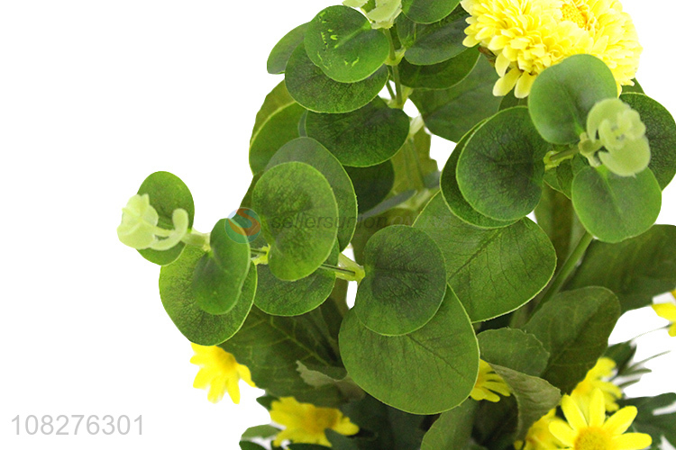 High quality artificial chrysanthemum fake flowers in pot for centerpieces