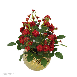 Wholesale realistic artificial flowers in pot for home wedding party decor