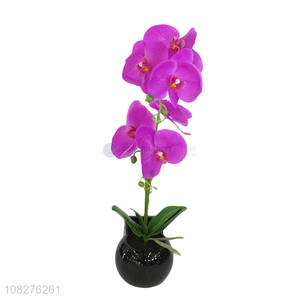 Wholesale lifelike artificial orchid flowers in pot for indoor outdoor decor