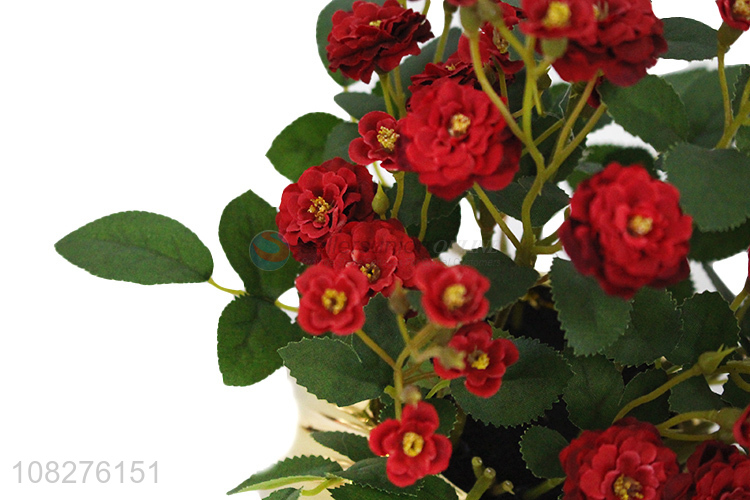 Wholesale realistic artificial flowers in pot for home wedding party decor