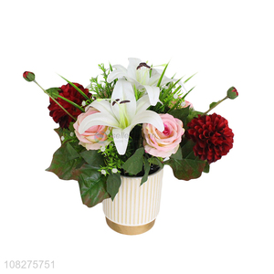 Wholesale artificial potted flowers lifelike flowers for wedding decoration