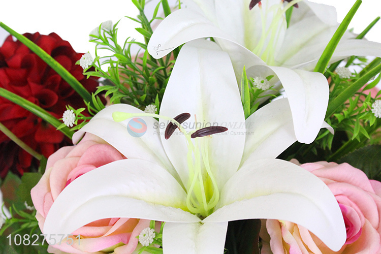 Wholesale artificial potted flowers lifelike flowers for wedding decoration