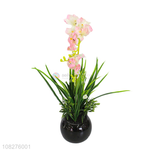 High quality lifelike artificial flowers in pot for table decoration