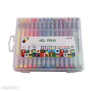 Hot selling 30 colors gel ink pens for kids adults coloring books