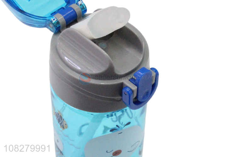 High Quality Cartoon Printing Plastic Water Bottle With Straw