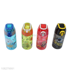 High Quality Cartoon Printing Plastic Water Bottle With Straw